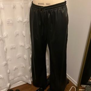 Zara faux leather wide leg pants